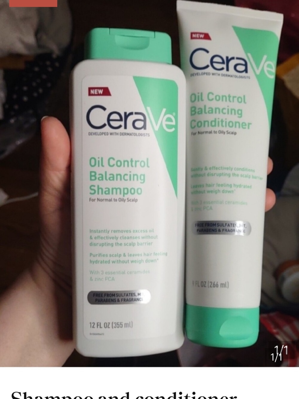 CeraVe Oil Control Balancing Shampoo  And Conditioner- Mint Green